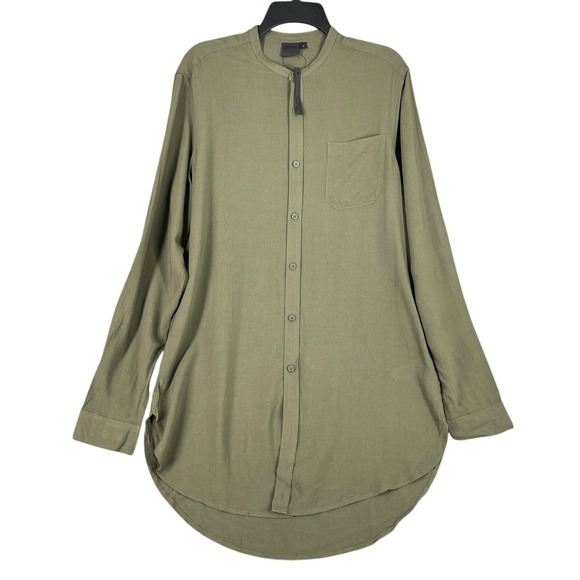 ASOS Smoked Button Up Tunic Shirt Size M Long Sleeve Oversized Casual - Picture 1 of 9